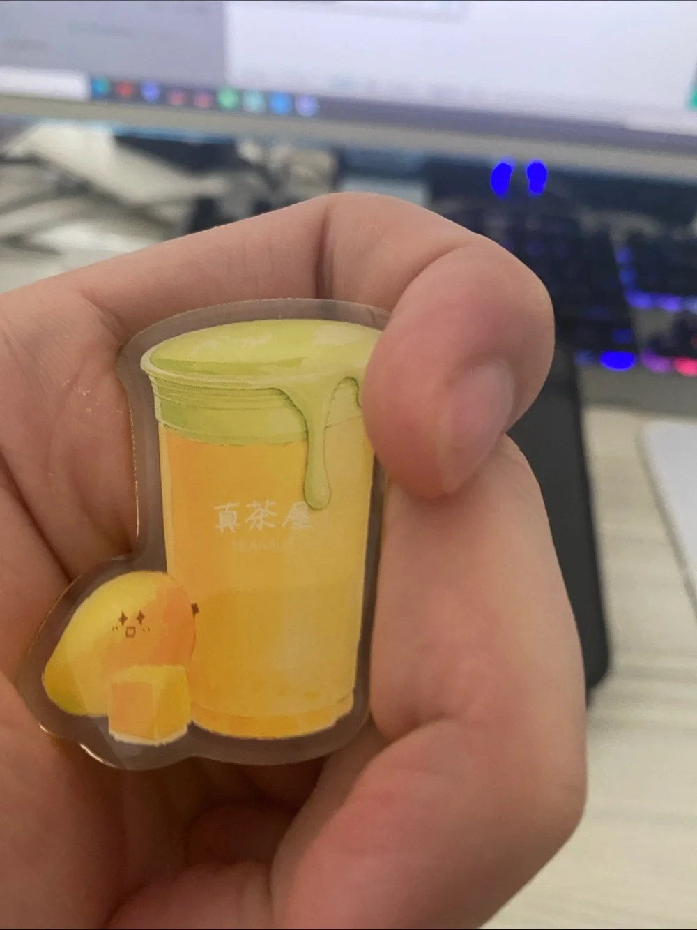 Mango Drink Vinyl Sticker with Green Lid